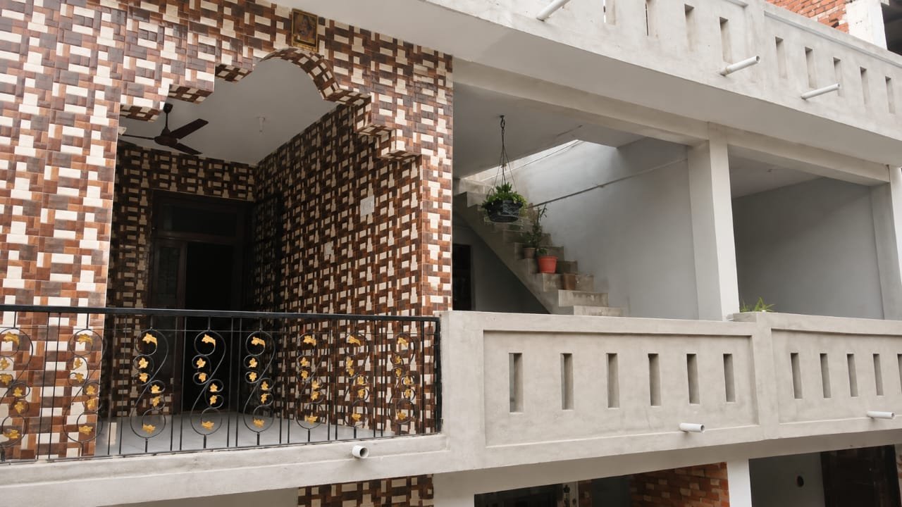 Interior finishing work in a completed building